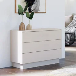 Cassettiera moderna con 3 cassetti 85x40x66 cm beige cashmere CMMT3