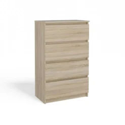 Cassettiera moderna con 4 cassetti 70x40x97cm rovere chiaro CMMT8