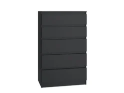Cassettiera moderna con 5 cassetti 70x40x109 cm nera CMMT9