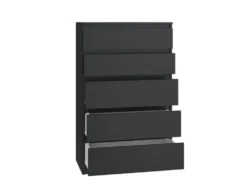Cassettiera moderna con 5 cassetti 70x40x109 cm nera CMMT9