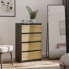 Cassettiera moderna con 4 cassetti 70x40x97cm rovere e antracite CMMT8