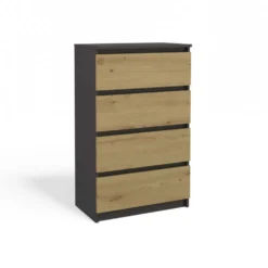 Cassettiera moderna con 4 cassetti 70x40x97cm rovere e antracite CMMT8