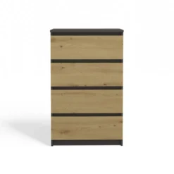 Cassettiera moderna con 4 cassetti 70x40x97cm rovere e antracite CMMT8