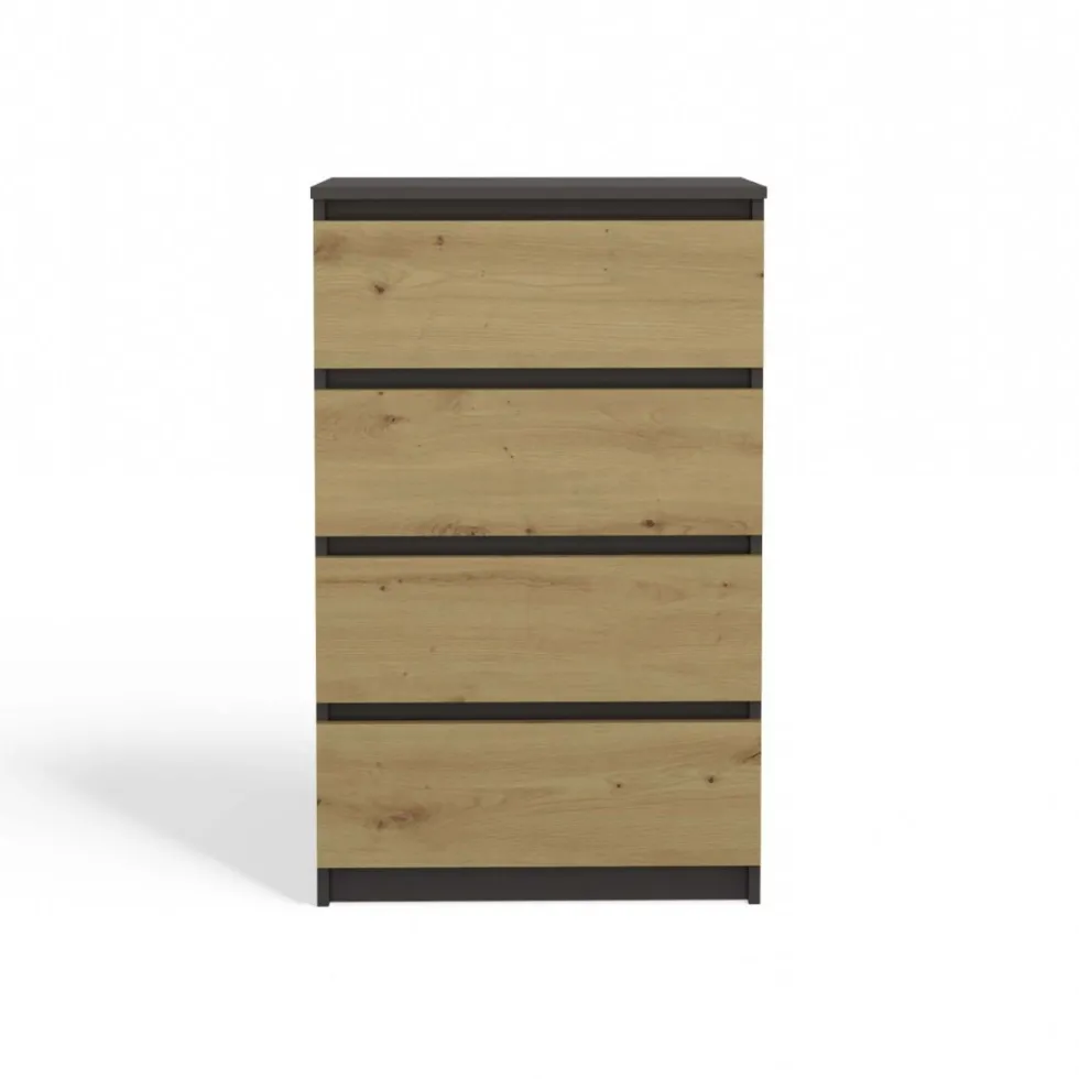 Cassettiera moderna con 4 cassetti 70x40x97cm rovere e antracite CMMT8