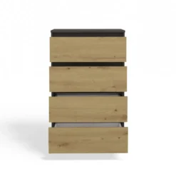 Cassettiera moderna con 4 cassetti 70x40x97cm rovere e antracite CMMT8