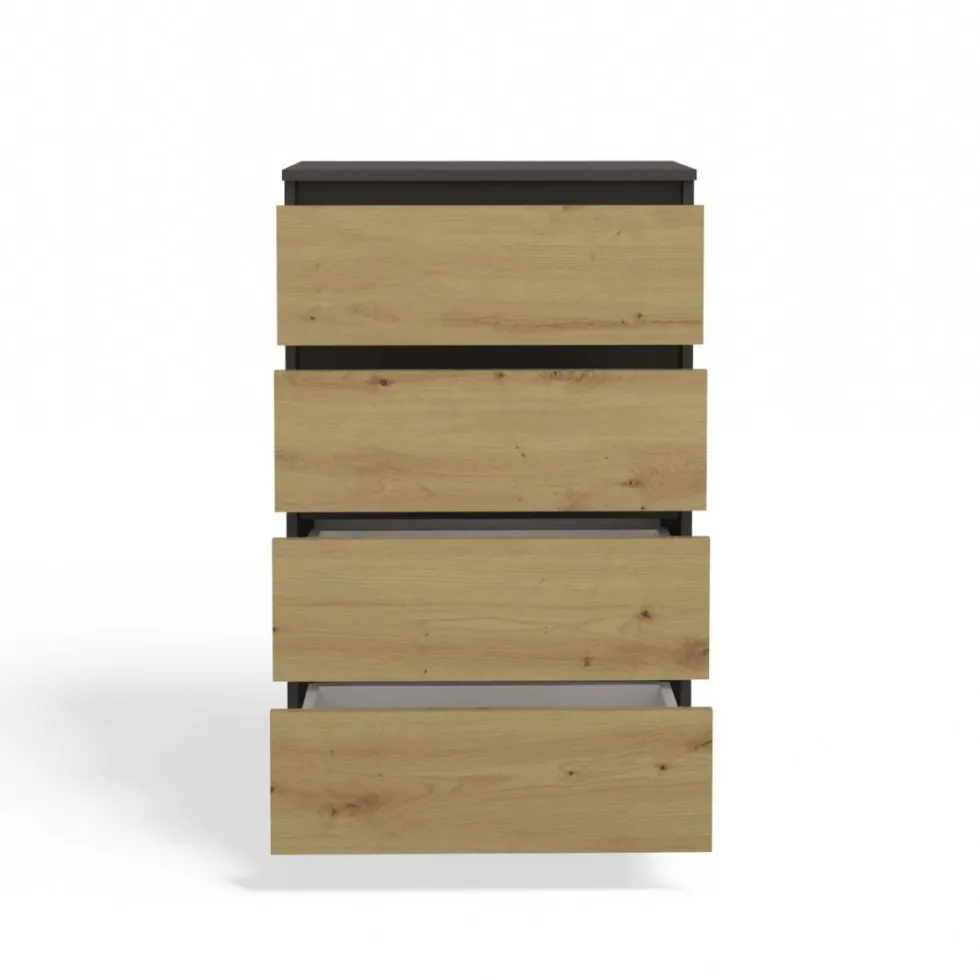 Cassettiera moderna con 4 cassetti 70x40x97cm rovere e antracite CMMT8