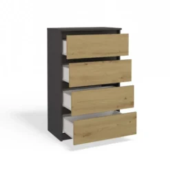 Cassettiera moderna con 4 cassetti 70x40x97cm rovere e antracite CMMT8