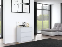 Cassettiera moderna con 3 cassetti 70x40x75 cm bianco opaco CMMT6