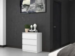 Cassettiera moderna con 3 cassetti 70x40x75 cm bianco opaco CMMT6