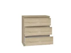 Cassettiera moderna con 3 cassetti 70x40x75 cm rovere chiaro CMMT6