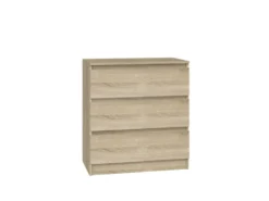 Cassettiera moderna con 3 cassetti 70x40x75 cm rovere chiaro CMMT6