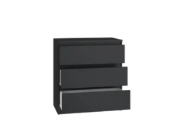 Cassettiera moderna con 3 cassetti 70x40x75 cm nera CMMT6