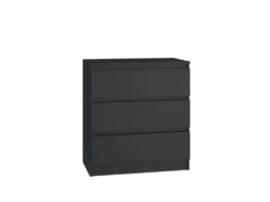 Cassettiera moderna con 3 cassetti 70x40x75 cm nera CMMT6