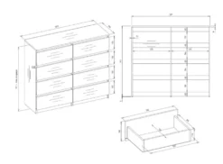 Cassettiera moderna con 8 cassetti 120x40x97 cm nera CMMT12