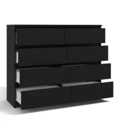 Cassettiera moderna con 8 cassetti 120x40x97 cm nera CMMT12