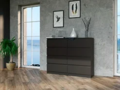 Cassettiera moderna con 8 cassetti 120x40x97 cm nera CMMT12