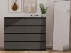Cassettiera moderna con 8 cassetti 120x40x97 cm nera CMMT12