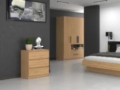 Cassettiera moderna con 3 cassetti 70x40x75 cm rovere CMMT6