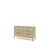 Cassettiera moderna con 6 cassetti e maniglie in metallo in rovere e grigio pietra CLK11