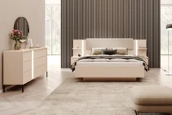Cassettiera moderna con luce LED 137x81cm beige CLK10