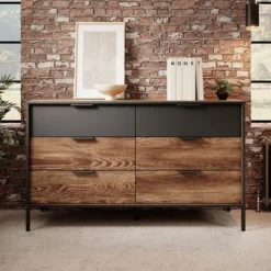 Cassettiera moderna 137x81cm marrone e nero CLK5