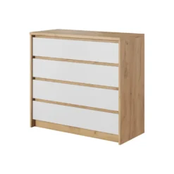 Cassettiera moderna 93x90cm rovere naturale e bianco CLK8