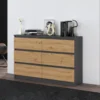 Cassettiera per camera da letto con 6 cassetti 120x30x75 cm rovere e antracite CMMT10