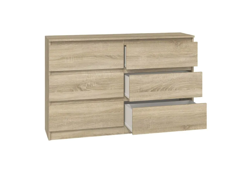 Cassettiera per camera da letto con 6 cassetti 120x30x75 cm rovere chiaro CMMT10