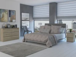 Cassettiera per camera da letto con 6 cassetti 120x30x75 cm rovere chiaro CMMT10