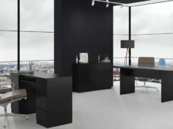 Cassettiera per camera da letto con 6 cassetti 120x30x75 cm nera CMMT10