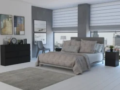Cassettiera per camera da letto con 6 cassetti 120x30x75 cm nera CMMT10