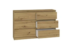 Cassettiera per camera da letto con 6 cassetti 120x30x75 cm rovere CMMT10