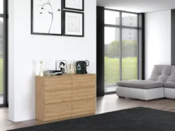 Cassettiera per camera da letto con 6 cassetti 120x30x75 cm rovere CMMT10