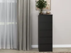 Cassettiera per camera da letto con 5 cassetti 40x45x111 cm nera CMMT14
