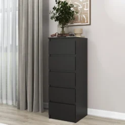 Cassettiera per camera da letto con 5 cassetti 40x45x111 cm nera CMMT14