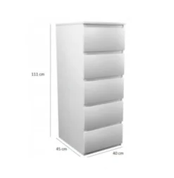 Cassettiera per camera da letto con 5 cassetti 40x45x111 cm nera CMMT14