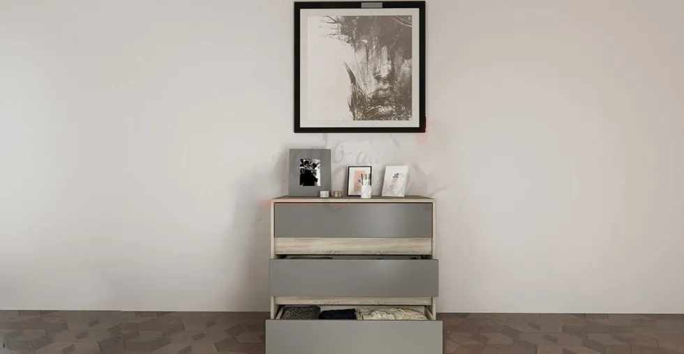 Cassettiera rovere grigio moderna CI1
