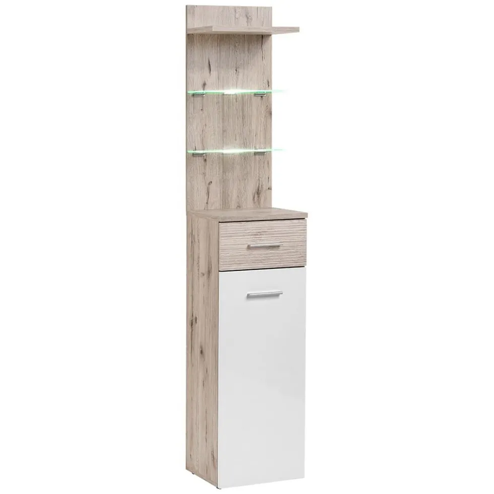 Colonna armadio con led bianca e quercia ACP3