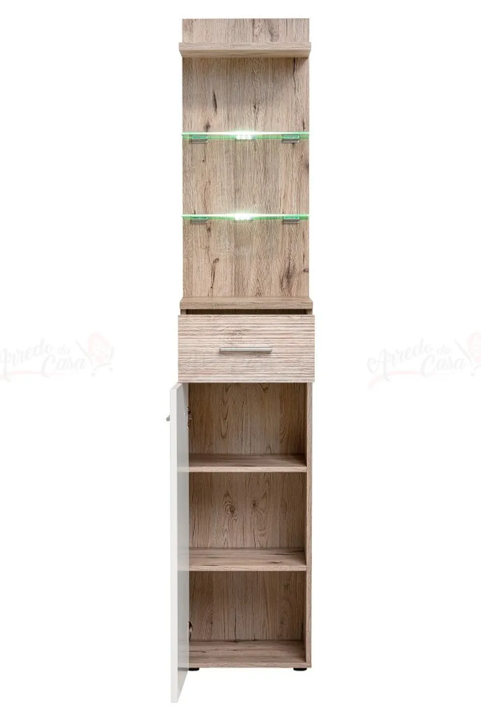 Colonna armadio con led bianca e quercia ACP3