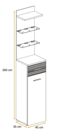 Colonna armadio con led bianca e quercia ACP3