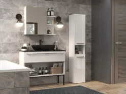 Colonna bagno alta 31x174 con vano a giorno bianco lucido CBT2