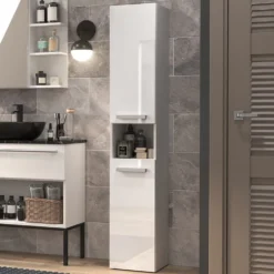 Colonna bagno alta 31x174 con vano a giorno bianco lucido CBT2