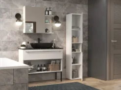 Colonna bagno alta 31x174 con vano a giorno bianco lucido CBT2