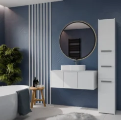 Colonna bagno minimal 30x170 cm a 3 ante bianco opaco CBT7