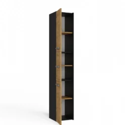 Colonna bagno minimal 30x170 cm a 3 ante rovere e antracite CBT7