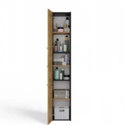 Colonna bagno minimal 30x170 cm a 3 ante rovere e antracite CBT7