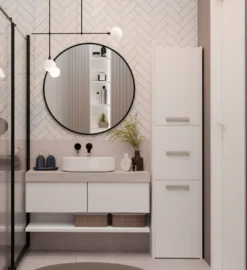 Colonna bagno moderna 40x170 cm a 3 ante bianco opaco CBT9