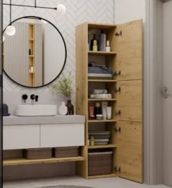 Colonna bagno moderna 40x170 cm a 3 ante rovere CBT9