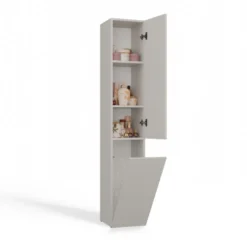 Colonna bagno salvaspazio 31x174 con cesto portabiancheria beige cashmere CBT5
