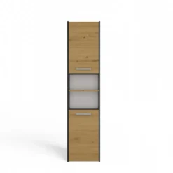 Colonna bagno salvaspazio 40x170 cm con vani a giorno rovere e antracite CBT8